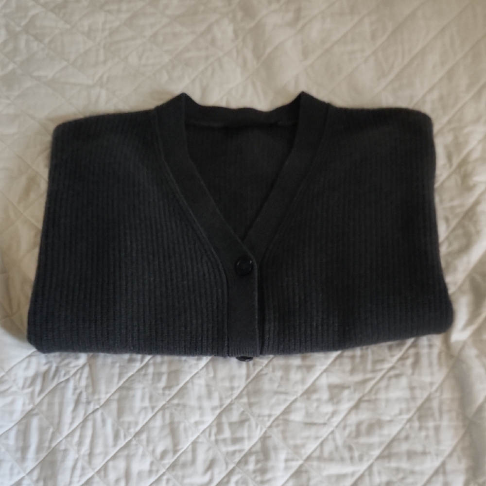 Jenni Kane Dark Gray Cashmere Cardigan Sweater - Picture 4 of 9